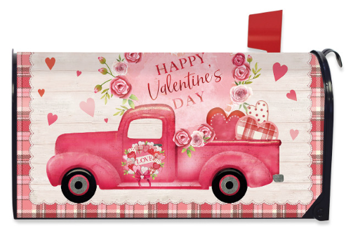 Valentines Love Pickup Happy Valentine’s Day Magnetic Mailbox Cover (Standard)