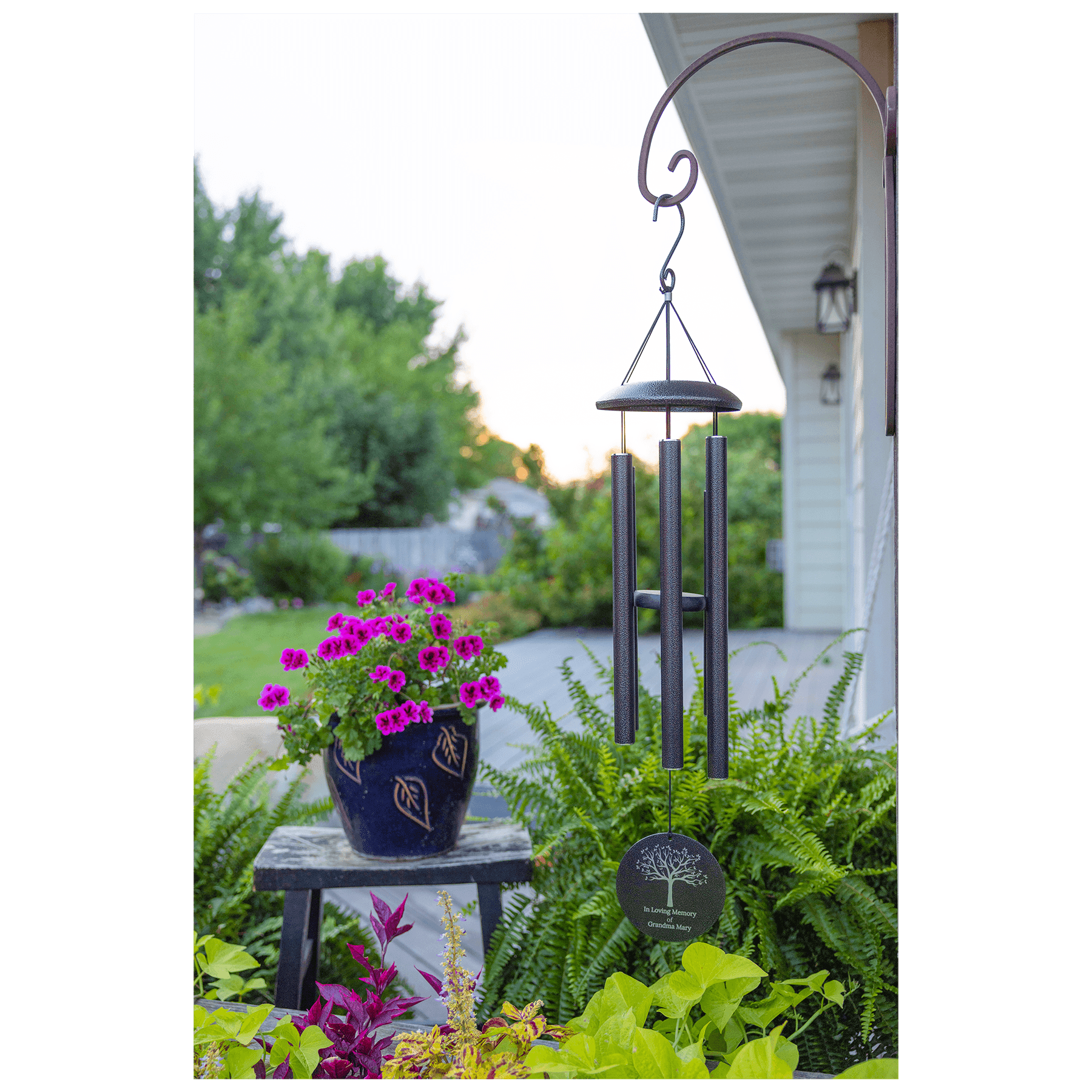 Personalized Memorial Wind Chime (30” or 36”) with Custom Laser-Engraved 4” Disc