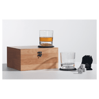 Personalized Red Alder Whiskey Gift Set – 2 Glasses, 2 Slate Coasters, 8 Granite Whiskey Stones & Velvet Bag
