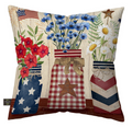 Decorative pillow with floral and mason jar design on a white background