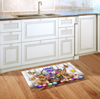 Bunnies and Basket Easter Doormat Insert (Spring Flowers & Painted Eggs)