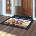 Bunnies and Basket Easter Doormat Insert (Spring Flowers & Painted Eggs)