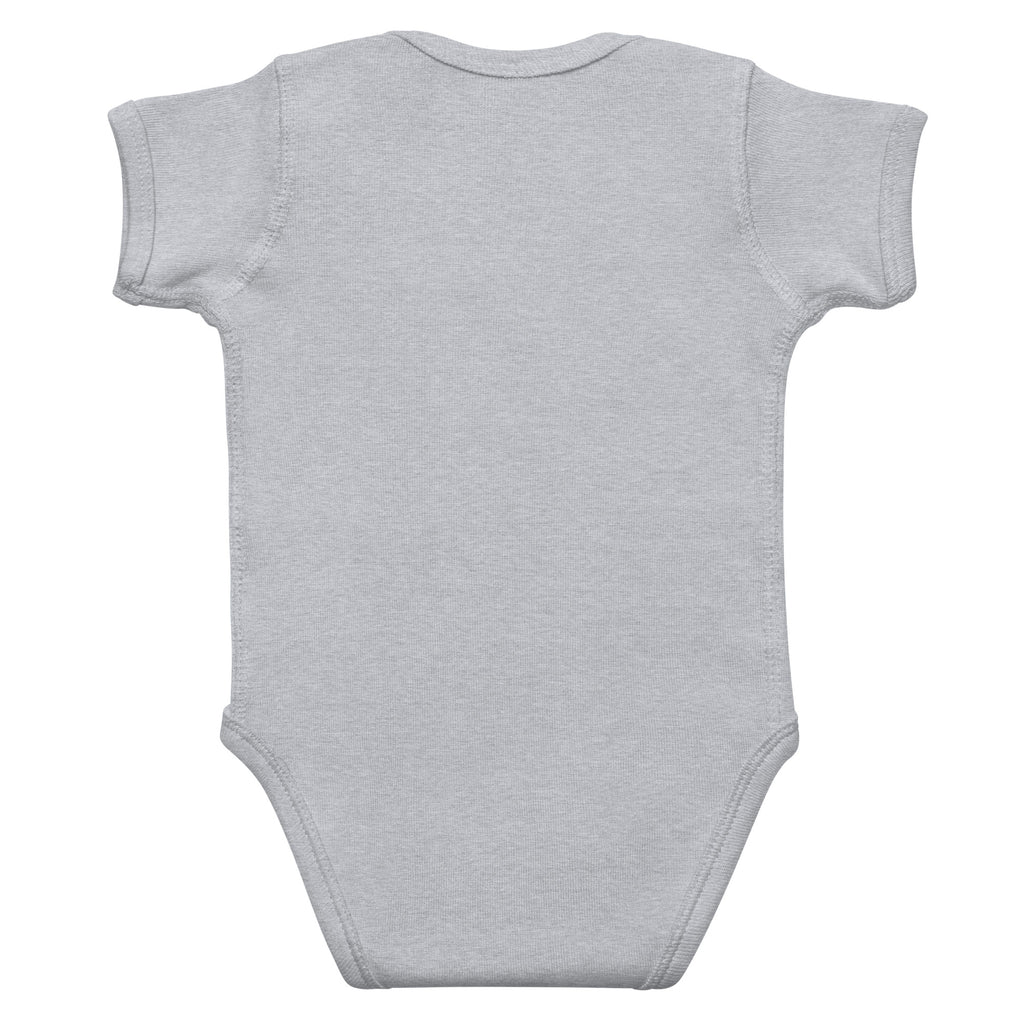 Gray baby onesie on a white background