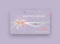 Gift card with decorative elements on a light purple background