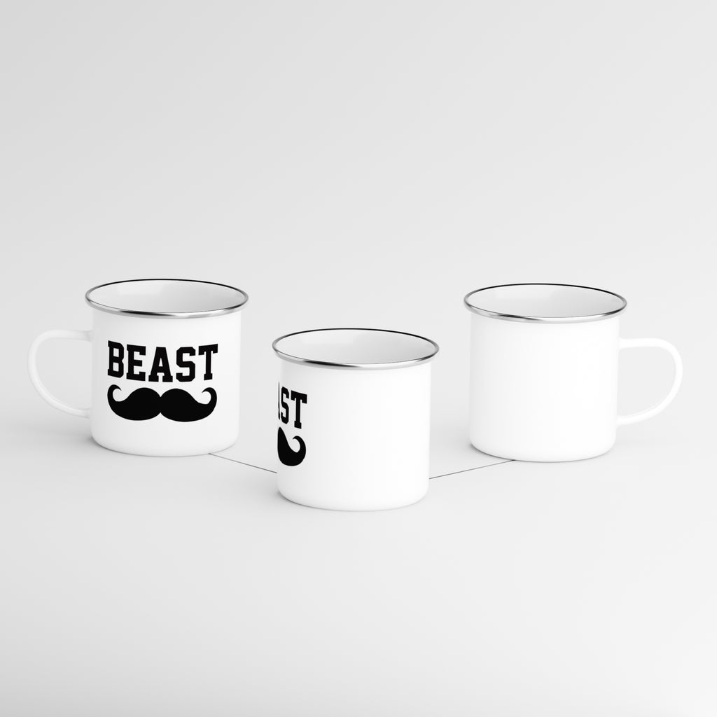 Beast camp mug with mustache design