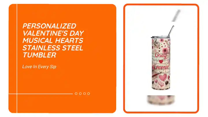 Personalized Valentine's Day Musical Hearts Stainless Steel Tumbler by@Outfy