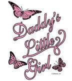 Pink text 'Daddy's Little Girl' with three butterflies on a white background