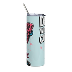 Dead Without Coffee Stainless Steel Tumbler – Retro Skull Art