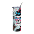 Dead Without Coffee Stainless Steel Tumbler – Retro Skull Art