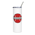 White tumbler with red baseball graphic and text '#23 Rodgers' on a white background