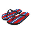 Flip-flops with American flag design on a white background