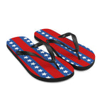 Flip-flops with American flag design on a white background