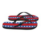Flip-flops with American flag design on a white background