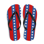 Flip-flops with American flag design on a white background