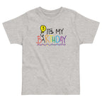 Sport Grey t-shirt with colorful 'It's My Birthday' text and number three design on a white background