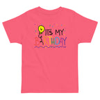 Pink t-shirt with 'It's My 6th Birthday' text and balloon design on a white background
