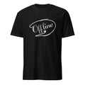 Black t-shirt with 'Offline' graphic design on a white background