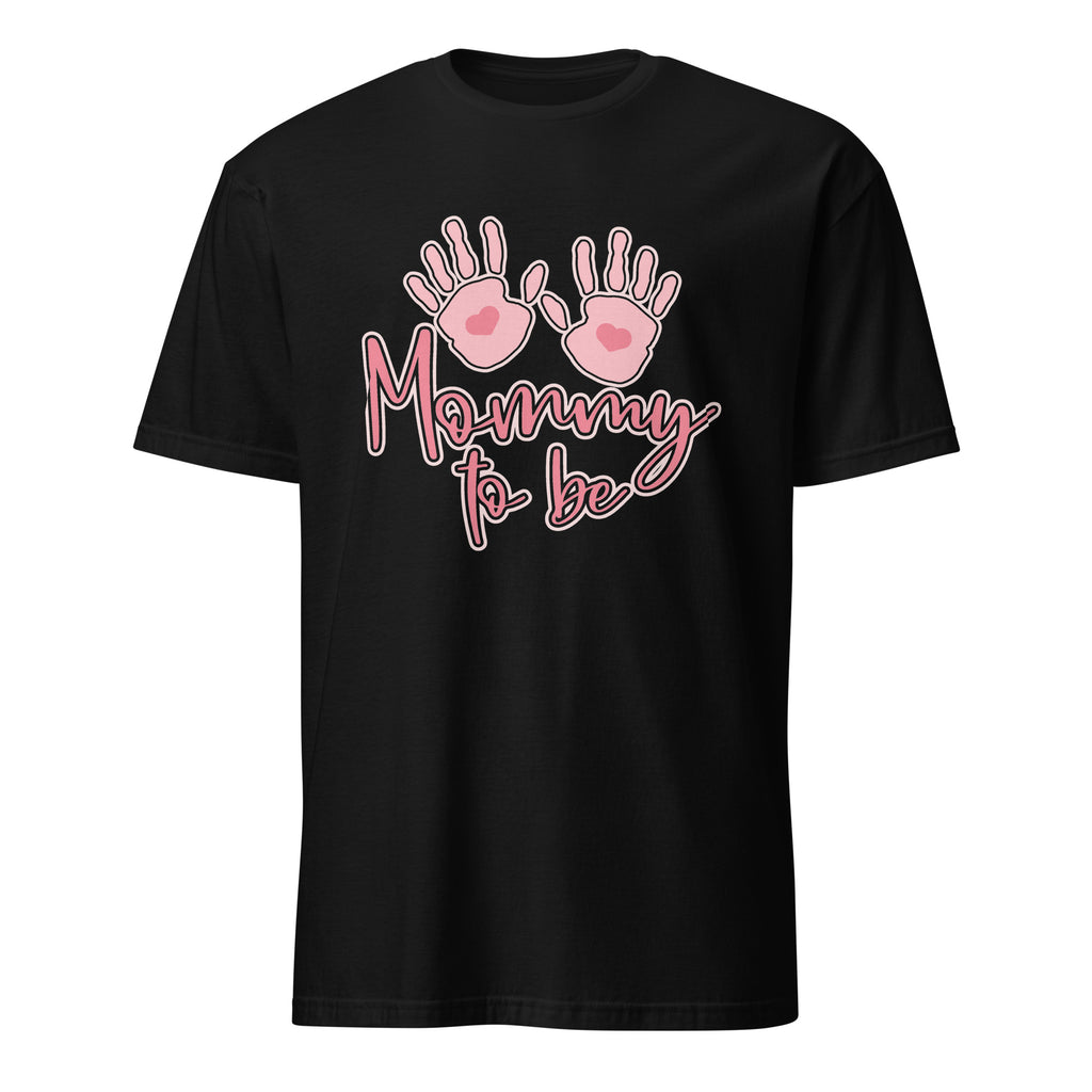 Mommy to Be Black graphic t-shirt for expecting mothers, perfect as a pregnancy announcement tee or baby shower gift from Wrapped and Wready
