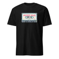 Black t-shirt with a colorful cassette tape graphic and 'Mixtape Mood' text on a white background