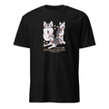 Black t-shirt with Siberian Husky dog illustration and If It's Not A Siberian Husky It's Just A Dog T-shirt on a white background