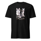 Black t-shirt with Siberian Husky dog illustration and If It's Not A Siberian Husky It's Just A Dog T-shirt on a white background