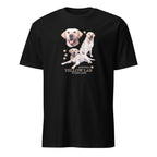 Black t-shirt with Yellow Lab dog illustration and If It's Not A Yellow Lab It's Just A Dog T-shirt on a white background