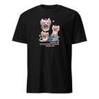 Black t-shirt with Yorkshire Terrier dog illustration and If It's Not A Yorkshire Terrier It's Just A Dog T-shirt on a white background