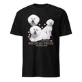 Black t-shirt with Bichon Frise dog illustration and If It's Not A Bichon Frise It's Just A Dog T-shirt on a white background