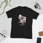 Black t-shirt with Bulldog dog illustration and If It's Not A Bulldog It's Just A Dog T-shirt on a white background