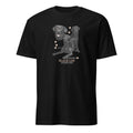 Black t-shirt with Black Lab dog illustration and If It's Not A Black Lab It's Just A Dog T-shirt on a white background