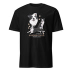 Black t-shirt with Border Collie dog illustration and If It's Not A Border Collie It's Just A Dog T-shirt on a white background