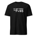 Black t-shirt with 'My Best Friend Has Paws' text on a white background