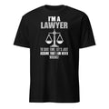 Black t-shirt with, 'I'm A Lawyer' text and Lawyer graphic on a white background