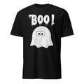 Unisex black Halloween t-shirt with cute “Boo” ghost graphic
