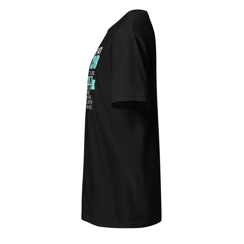 Plain Black t-shirt left side on a white background