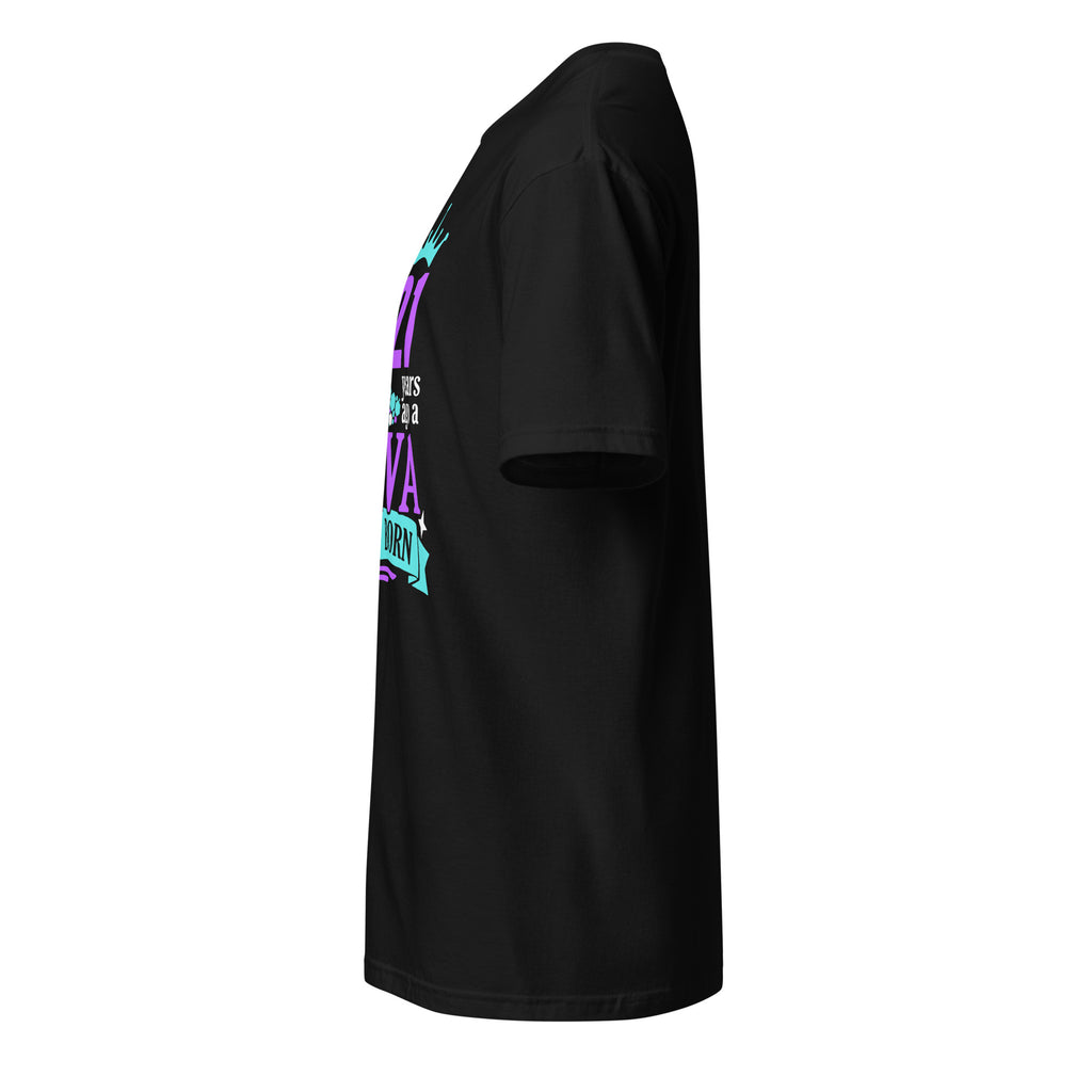 Left view of a Black t-shirt on a white background