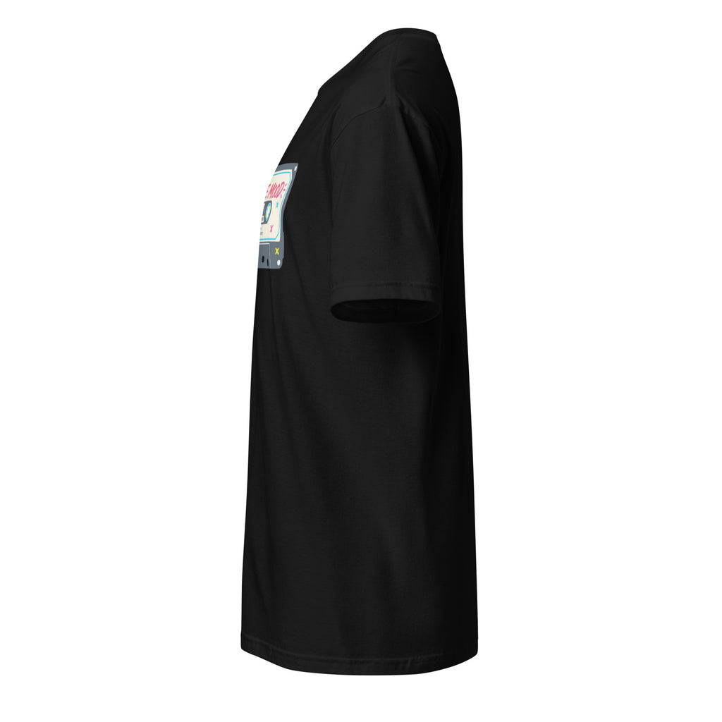Left view of a Black t-shirt against a white background