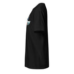 Left view of a black t-shirt against a white background