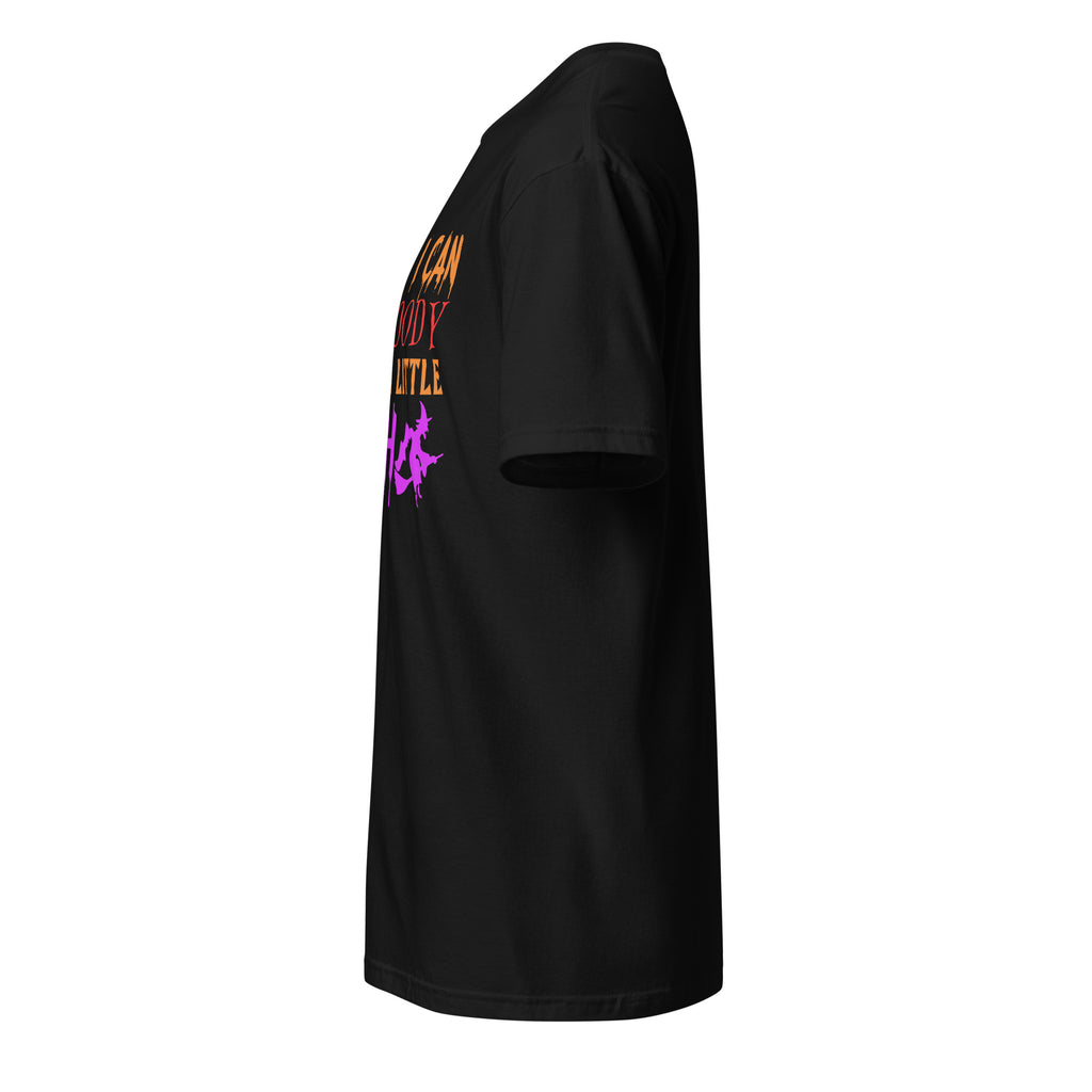 Left view of a black t-shirt