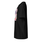 Left view of a black t-shirt against a white background