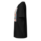 Left view of a black t-shirt against a white background