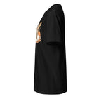 Left view of a black t-shirt against a white background