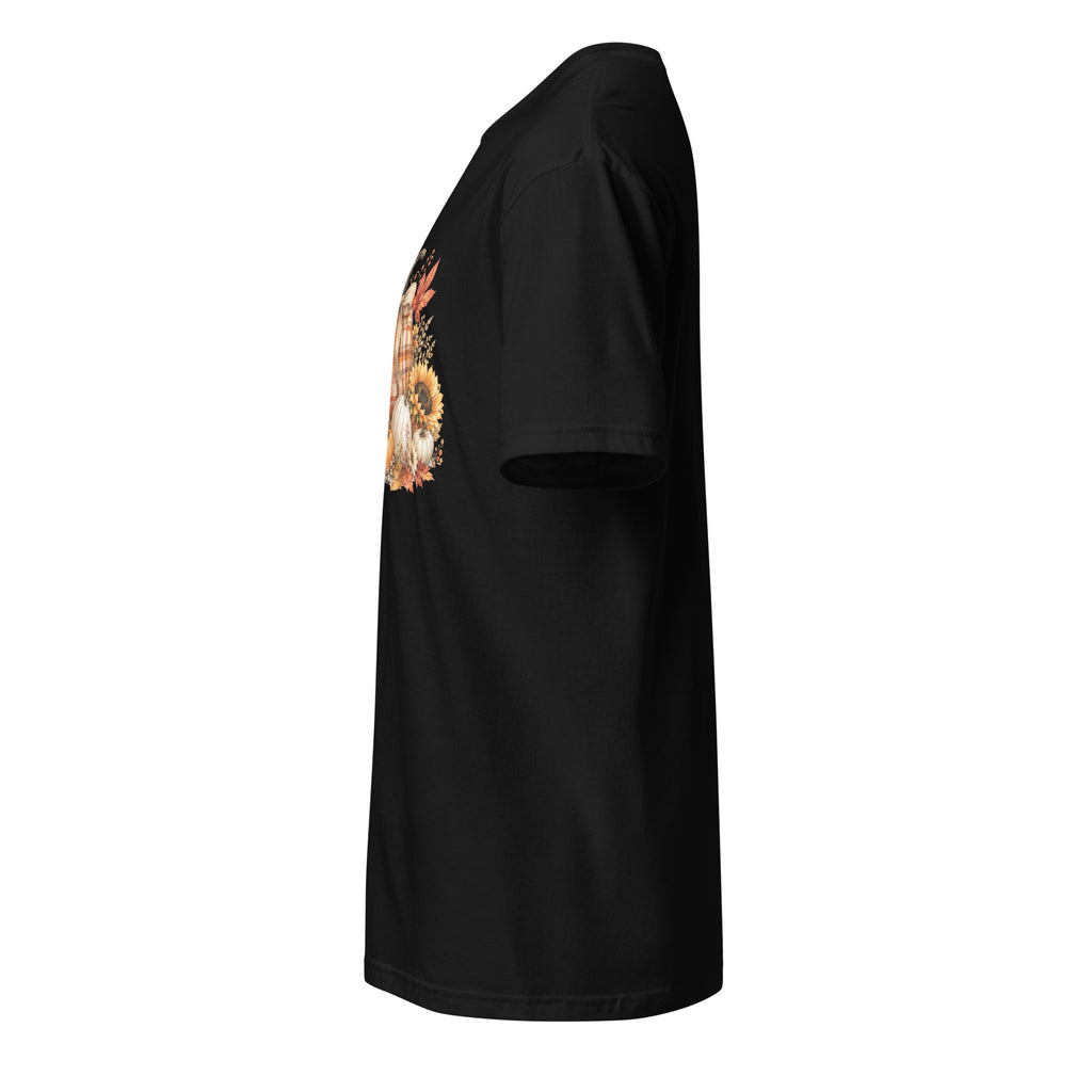 Left view of a black t-shirt