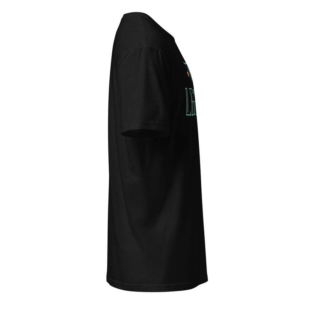 Black t-shirt right side on a white background