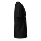 Right view of a black t-shirt on a white background