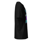Right view of a black t-shirt on a white background