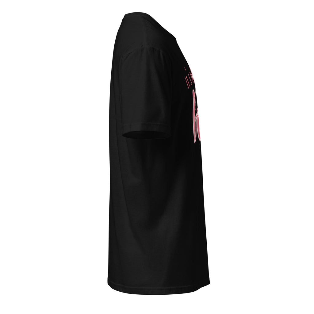 Black t-shirt right side on a white background