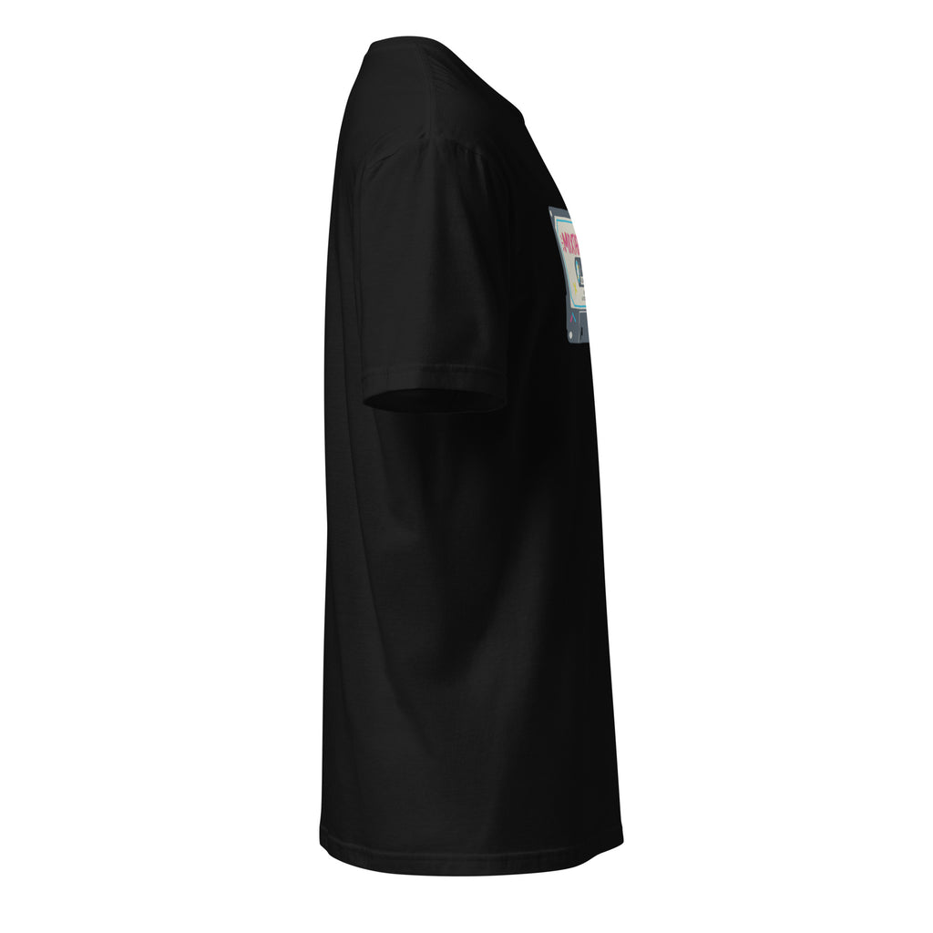 Right view of a Black t-shirt against a white background