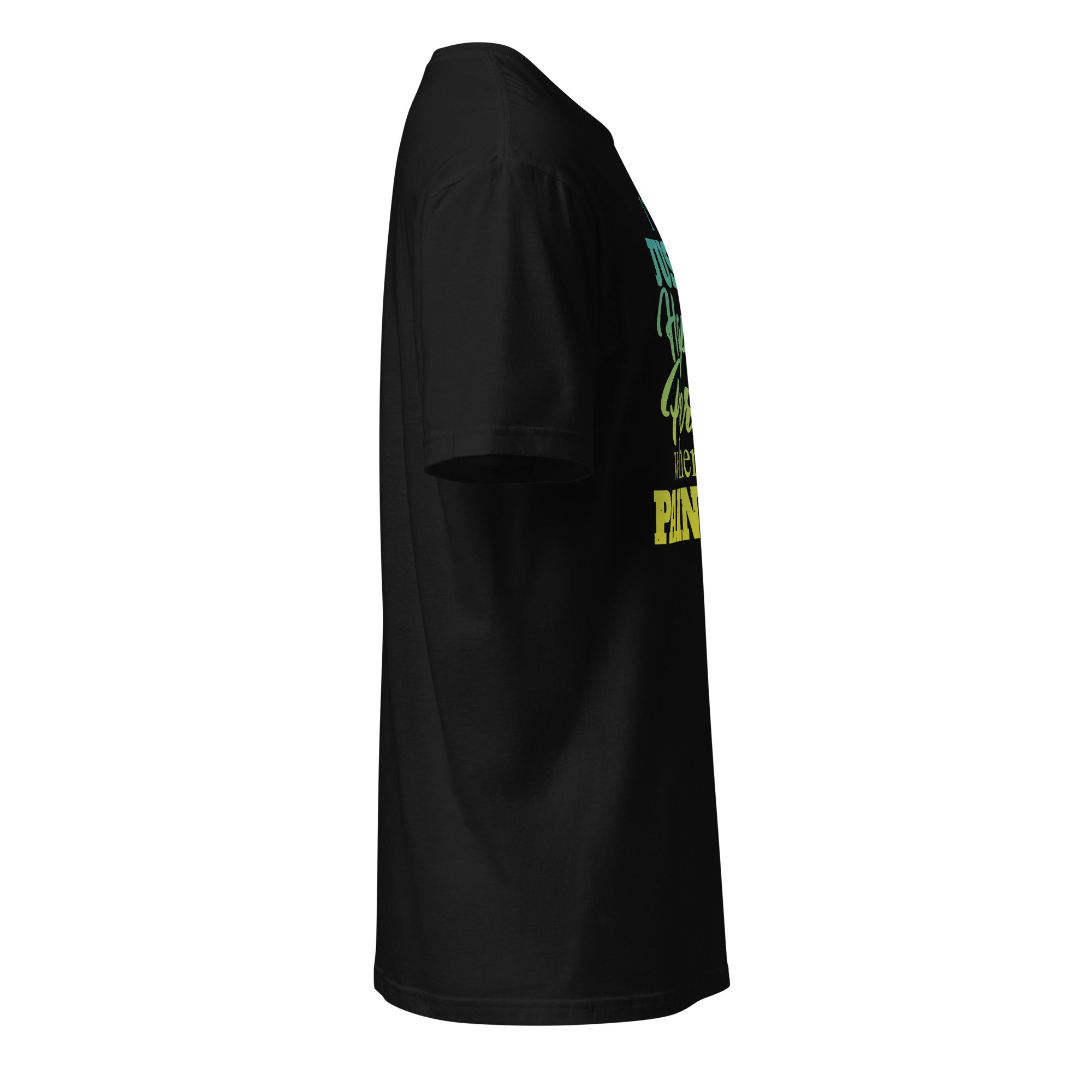 right view of a plain Black t-shirt on a white background 