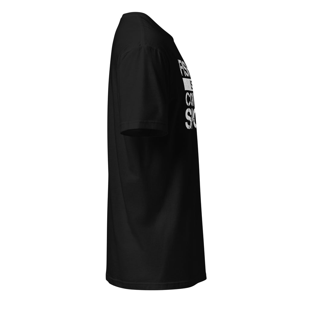 Black t-shirt right side on a white background